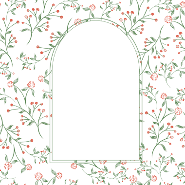 Yeşil ve Kırmızı Toile Noel kartı ve çiçek açan elementler. Görüntü