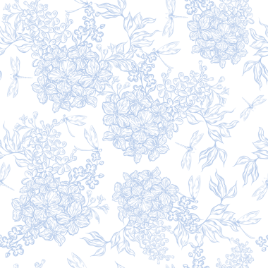 Çiçekler ve yapraklarla kusursuz bir düğün deseni. Görüntü