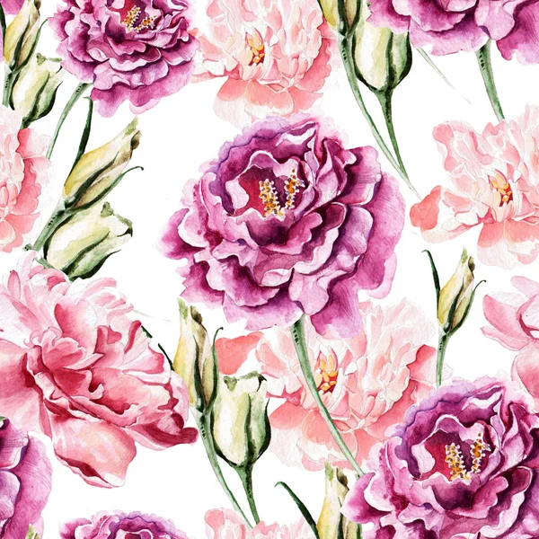Seamless pattern with watercolor flowers.