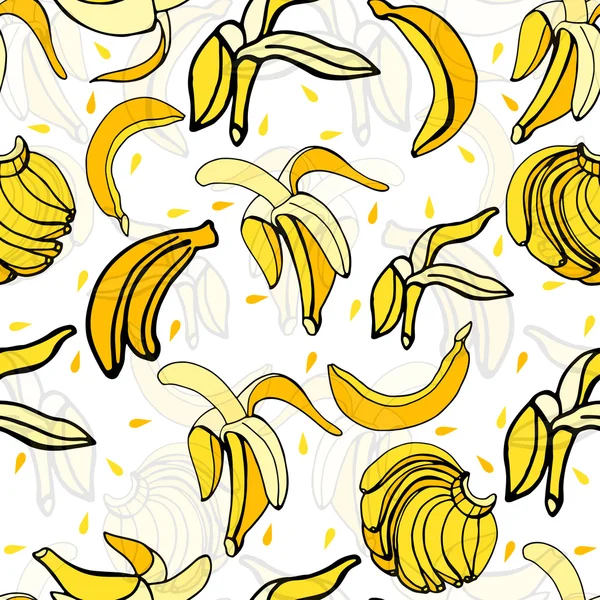 Banaan-patroon. banaan-patroon. De sjabloon kan worden gebruikt voor verpakkingen, afdrukken op kopjes, tassen, behang, textiel. — Stockvector