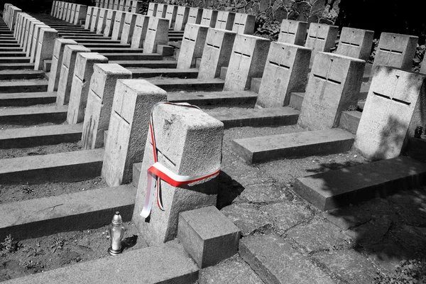 Polish flag on the soliders graves in Vilnius Lithuania — Stock Photo, Image