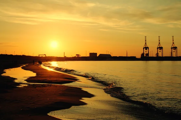 Sunset on Stogi Beach in Gdansk — Stock Photo, Image