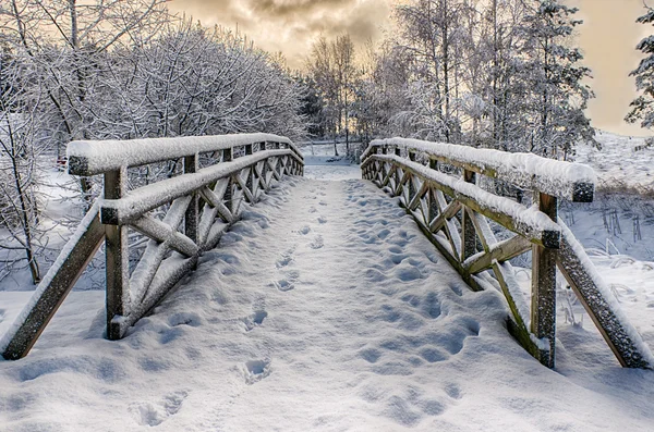 Snowy little bridge — Stock Photo, Image