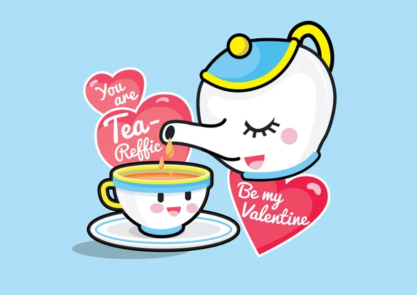 Eres Tea-riffic, sé mi Valentine — Vector de stock