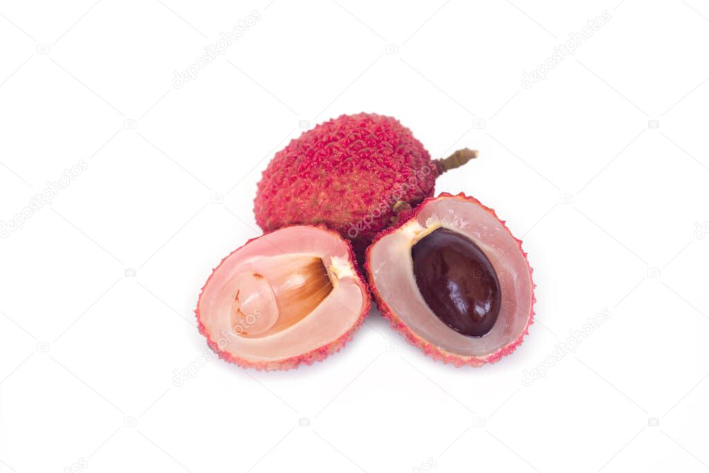 Thai lychee fruit is sweet and delicious isolated on whtie backg