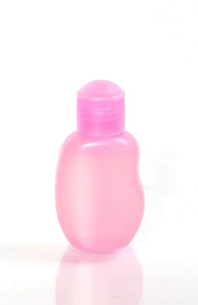 Růžový Kosmetický Kontejner Izolované Bílém Pozadí — Stock fotografie