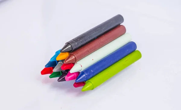 Crayons Huile Isolés Sur Fond Blanc — Photo