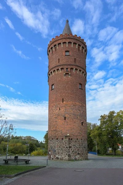 Kulatá Středověká Opevněná Věž Postavená Cihel Friedlandu Meklenbursko Přední Pomořansko — Stock fotografie