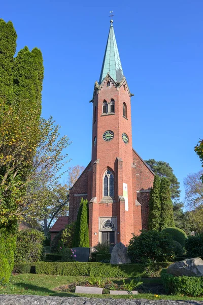 Framsidan Clemens Katharinen Kyrkan Medeltida Röd Tegel Arkitektur Seedorf Schaalsee — Stockfoto