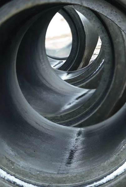 Vista Del Túnel Través Una Fila Anillos Hormigón Para Tubería — Foto de Stock