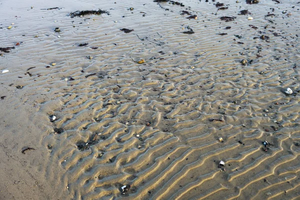 Φυσικό Υπόβαθρο Από Κυματισμούς Άμμου Μοτίβο Από Κύματα Στην Παραλία — Φωτογραφία Αρχείου