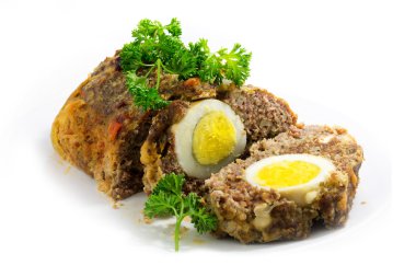 rulo köfte ile izole haşlanmış yumurta içinde için Paskalya,