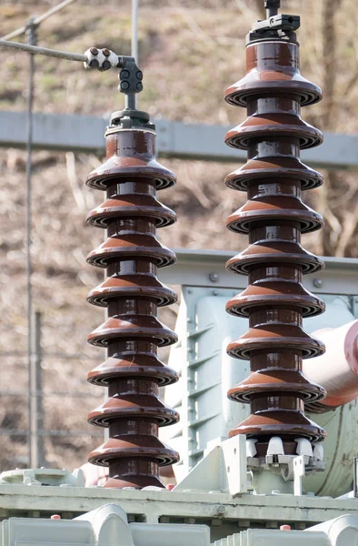 Detail, high voltage transformer station — Stock Photo, Image