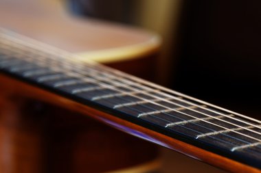 gitar fretboard, ayrıntı ile sığ derinlik-in tarla