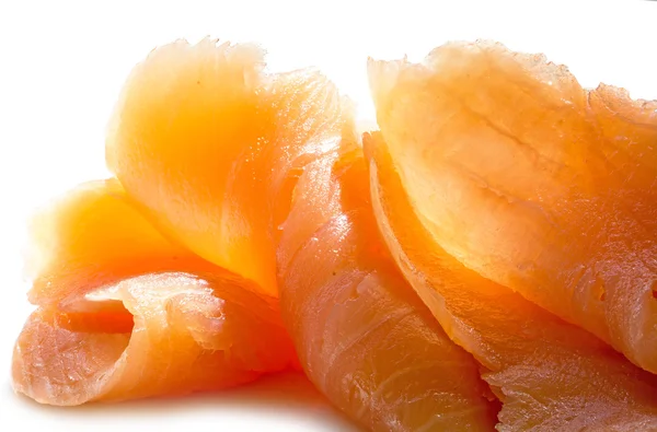 Salmon pure in slices, close up on white — Stock Photo, Image