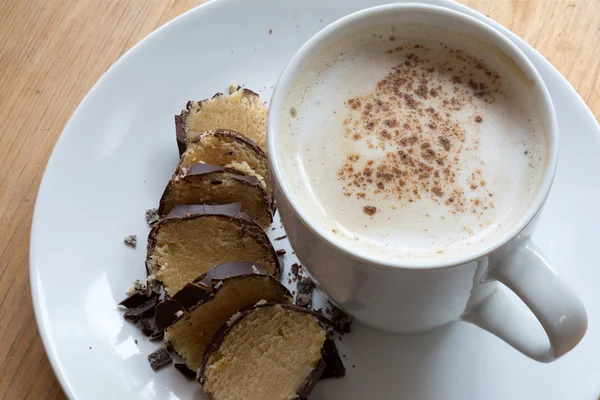 Kávé, tejhab és Marcipán, csokoládé, kakaó — Stock Fotó