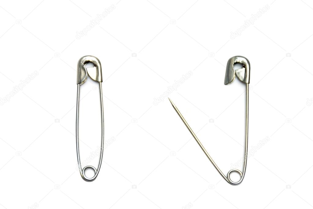 safety pins, open and closed isolated on white
