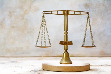 vintage balance scales of justice made of brass clipart