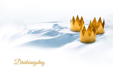 Epiphany, Three Kings Day, symbolized by three tinkered crowns clipart