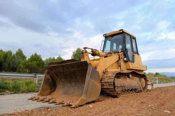 Buldozer yol inşaat makine — Stok fotoğraf