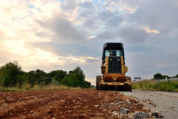 Buldozer yol inşaat makine — Stok fotoğraf