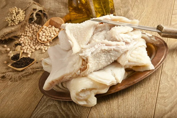 Traditional Turkish Soup iskembe sheep tripe, haggis ingredient with concept background on wooden table — Stock Image Traditional Turkish Soup iskembe sheep tripe, haggis ingredient with concept background on wooden table Stock Picture