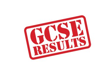 GCSE RESULTS red Rubber Stamp vector over a white background. clipart