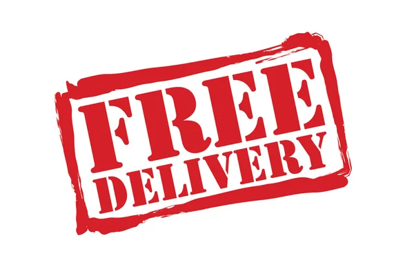 FREE DELIVERY красный вектор резиновой печати на белом фоне . — стоковый вектор