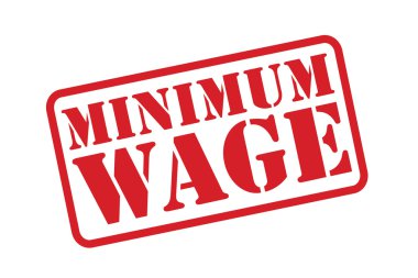 asgari ücret beyaz zemin üzerine kırmızı lastik damgası vektör.