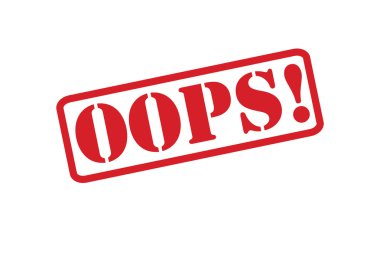 Oops! Beyaz bir arka plan üzerinde lastik damgası vektör.