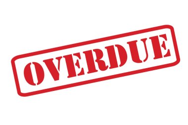 'OVERDUE' red rubber stamp vector over a white background. clipart