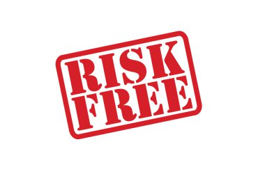 Beyaz bir arka plan üzerinde risk ücretsiz lastik damgası vektör.