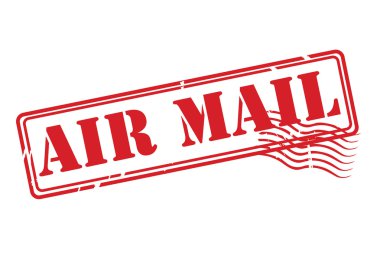 Beyaz bir arka plan üzerinde hava posta kırmızı lastik damgası vektör.