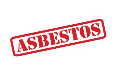 Beyaz bir arka plan üzerinde asbest kırmızı lastik damgası vektör.