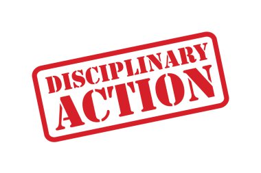 DISCIPLINARY ACTION red Rubber Stamp vector over a white background. clipart