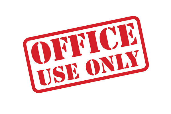 'OFFICE USE ONLY' red rubber stamp vector over a white background.