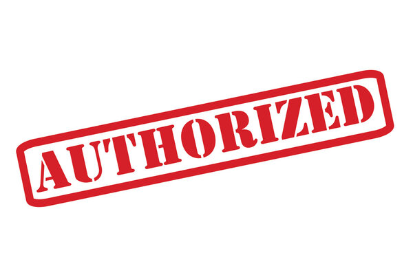 AUTHORIZED red rubber stamp vector over a white background.
