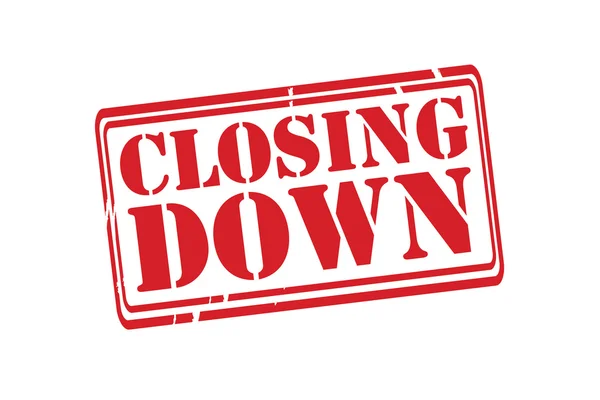 CLOSING DOWN Red Rubber Stamp vector over a white background. — Stock Vector