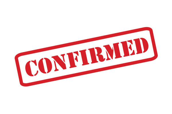 CONFIRMED rubber stamp over a white background.