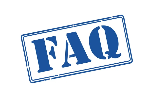 FAQ vector de sello de goma azul sobre un fondo blanco . — Vector de stock