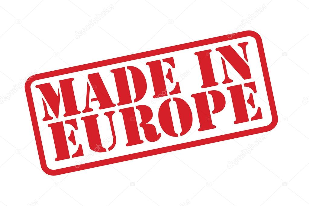 MADE IN EUROPE Rubber Stamp vector over a white background.