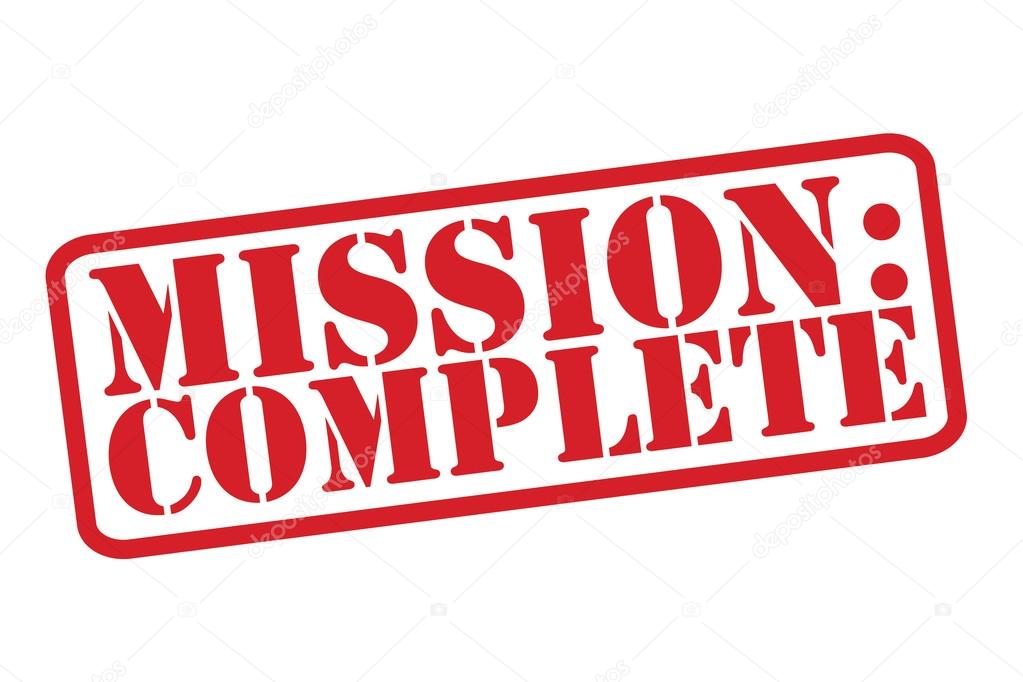 MISSION : COMPLETE Red Rubber Stamp vector over a white background.