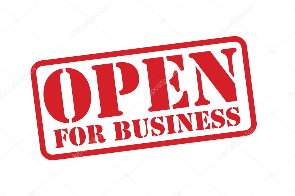 OPEN FOR BUSINESS Red Rubber Stamp vector over a white background.