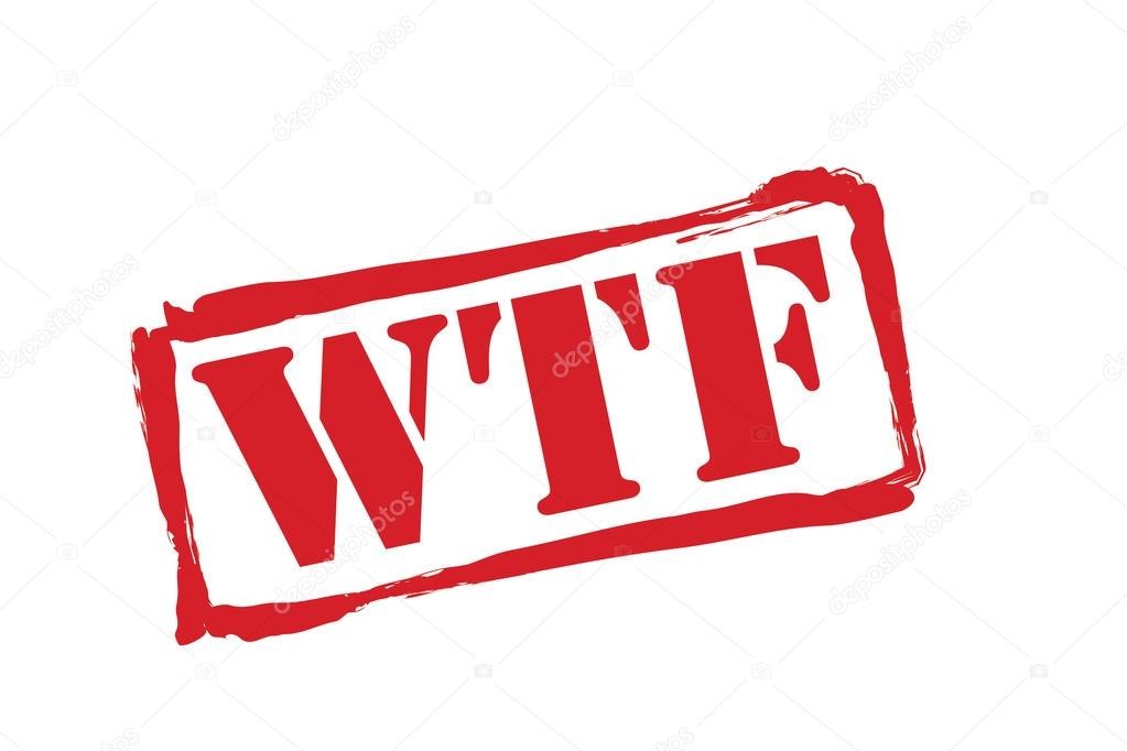 WTF red rubber stamp vector over a white background.