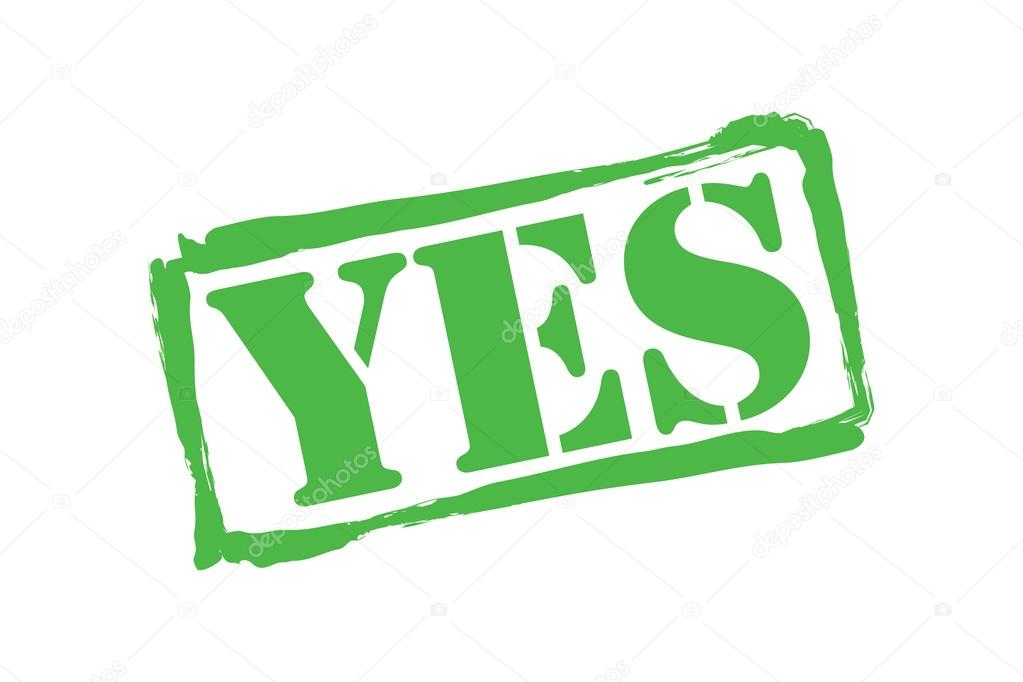 YES green rubber stamp vector over a white background.