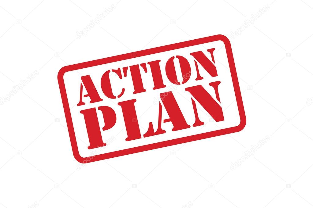 ACTION PLAN red Rubber Stamp vector over a white background.