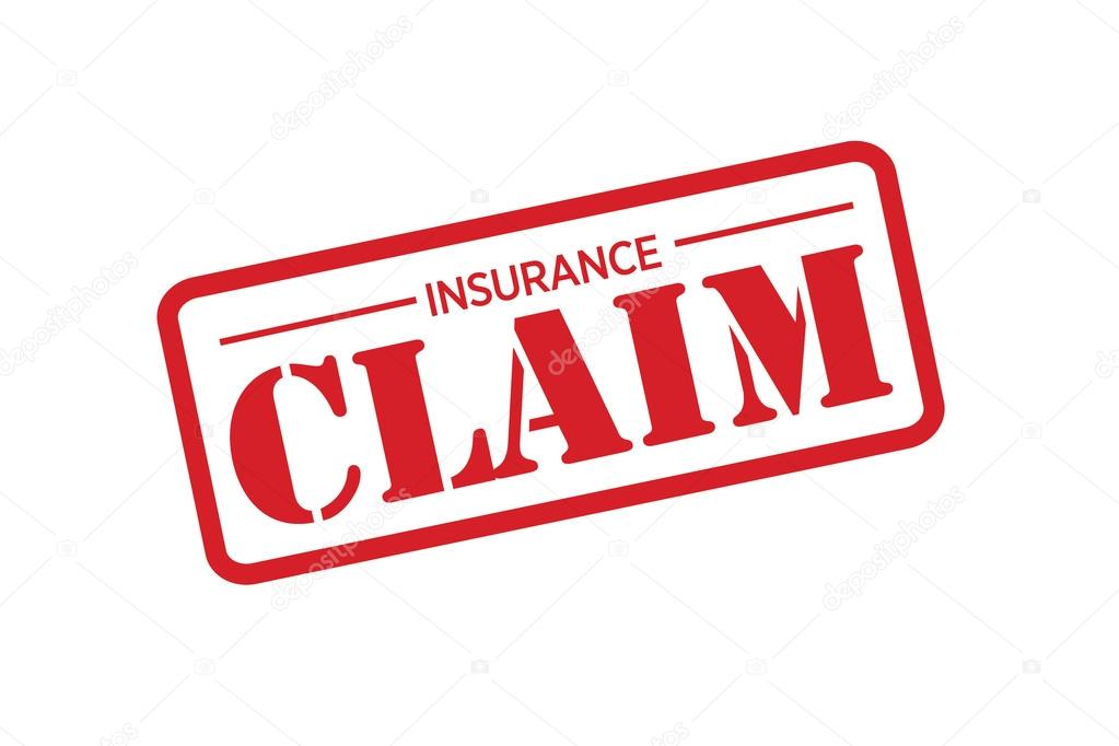 INSURANCE CLAIM red Rubber Stamp vector over a white background.