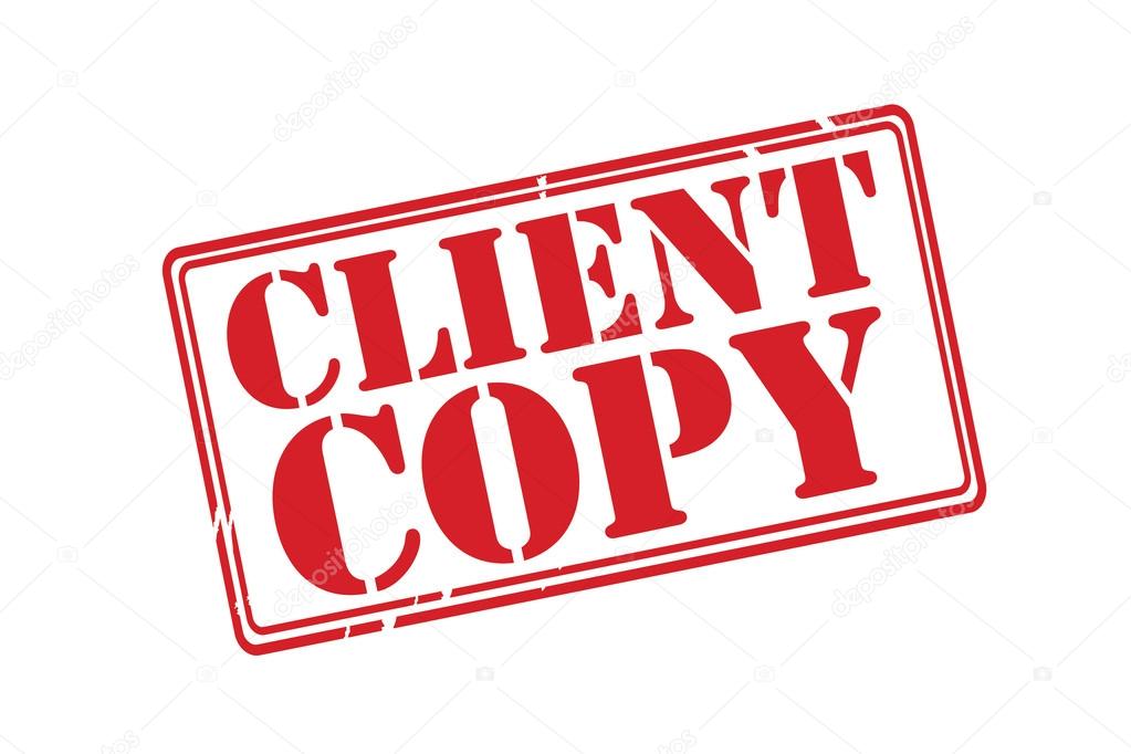CLIENT COPY red rubber stamp vector over a white background.