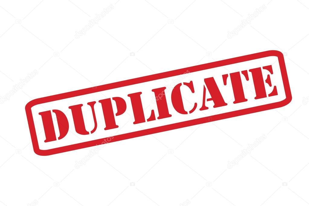 DUPLICATE red rubber stamp vector over a white background.