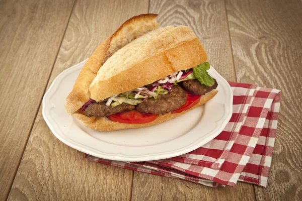 Delicious Turkish Kofte Sandwich (meatballs) — Stock Photo, Image